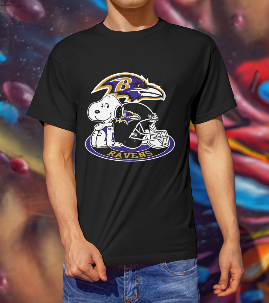 Baltimore Ravens Snoopy Helmet Logo Ravens T-Shirt