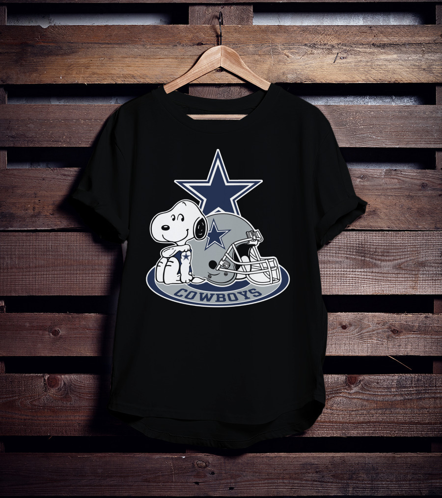 Dallas Cowboys Snoopy With Star Logo And Helmet T-Shirt