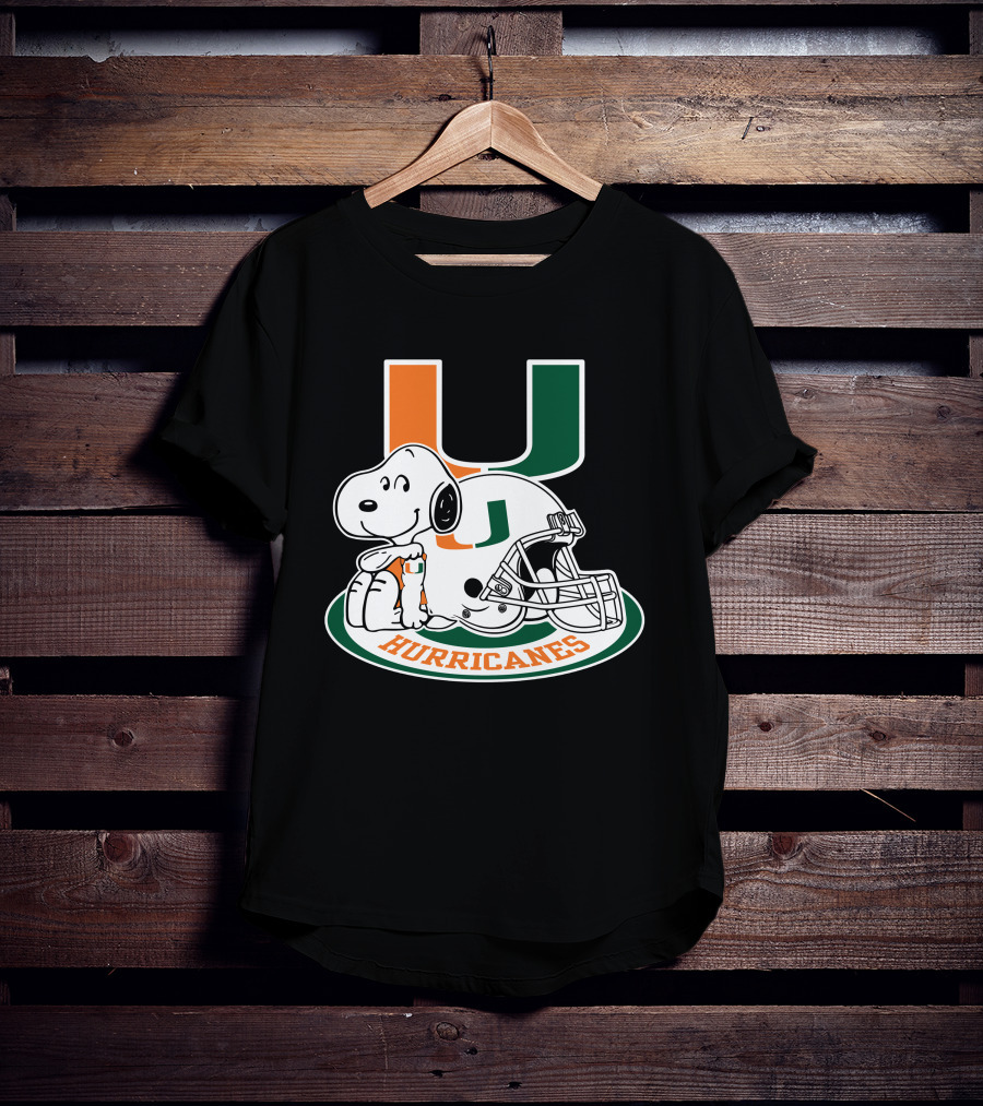 Miami Hurricanes Snoopy U Logo Helmet T-Shirt