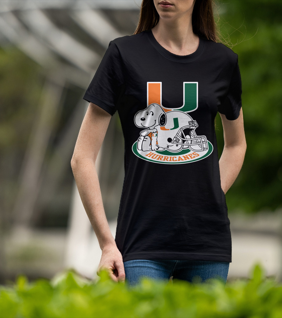 Miami Hurricanes Snoopy U Logo Helmet T-Shirt