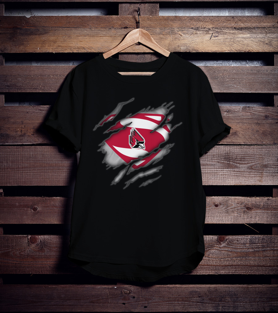 Ball State Cardinals Superman Logo Emblem Tear T-Shirt