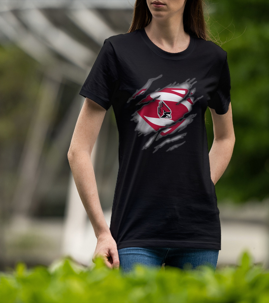 Ball State Cardinals Superman Logo Emblem Tear T-Shirt