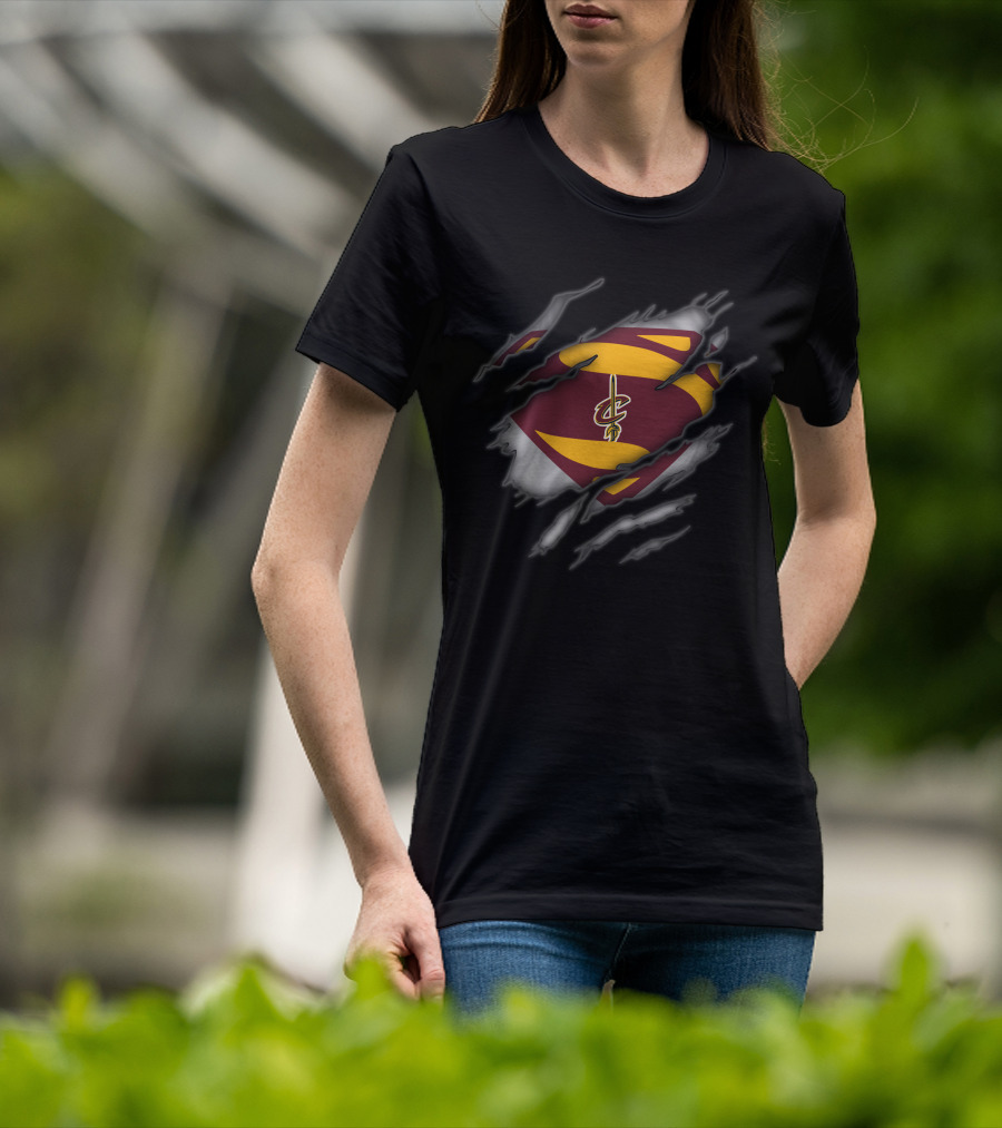 Cleveland Cavaliers Logo Superman Style Tear Revealed T-Shirt