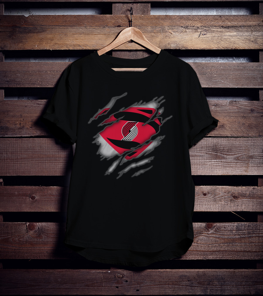 Portland Trail Blazers Ripped Superman T-Shirt