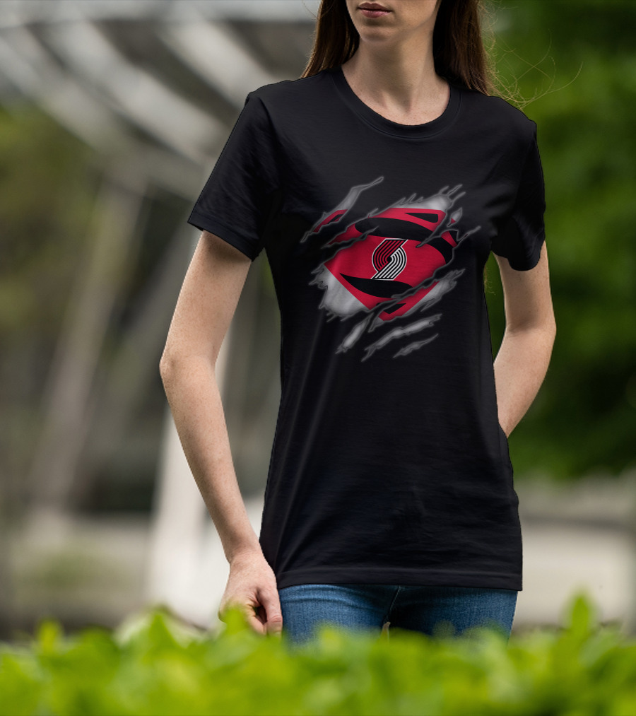 Portland Trail Blazers Ripped Superman T-Shirt