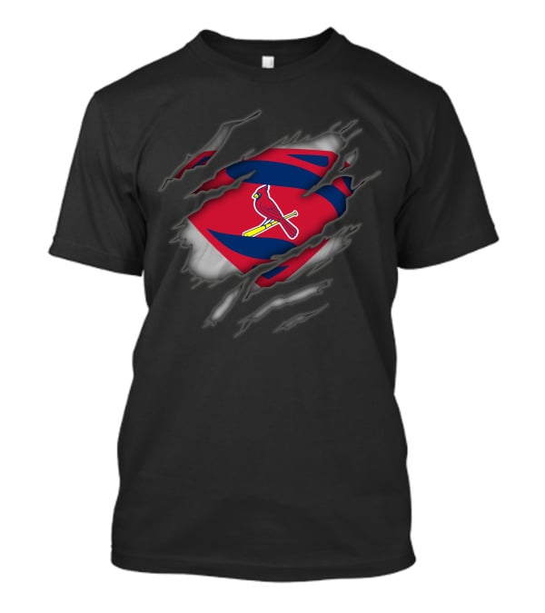 St Louis Cardinals Superman Logo With Torn Suit T-Shirt