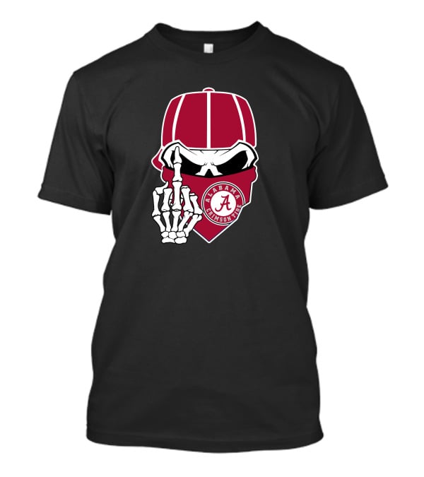 Alabama Crimson Tide Skull Bandana Skeleton Hand T-Shirt
