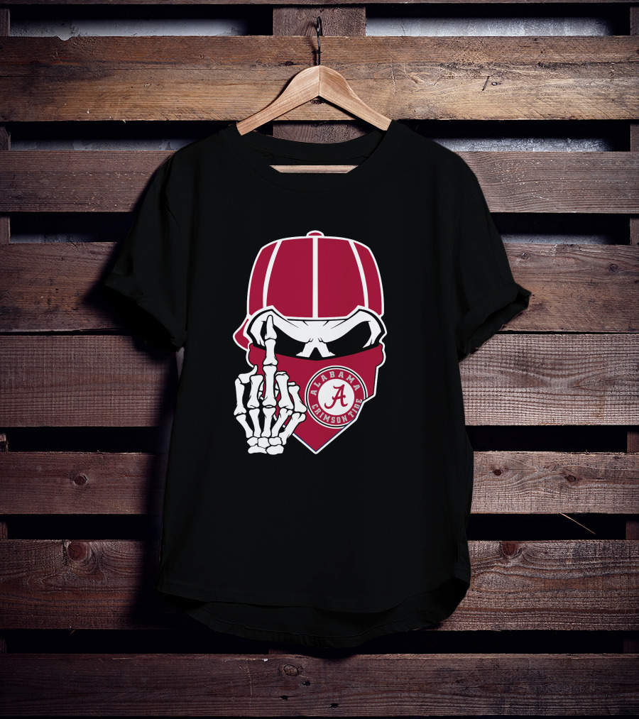 Alabama Crimson Tide Skull Bandana Skeleton Hand T-Shirt