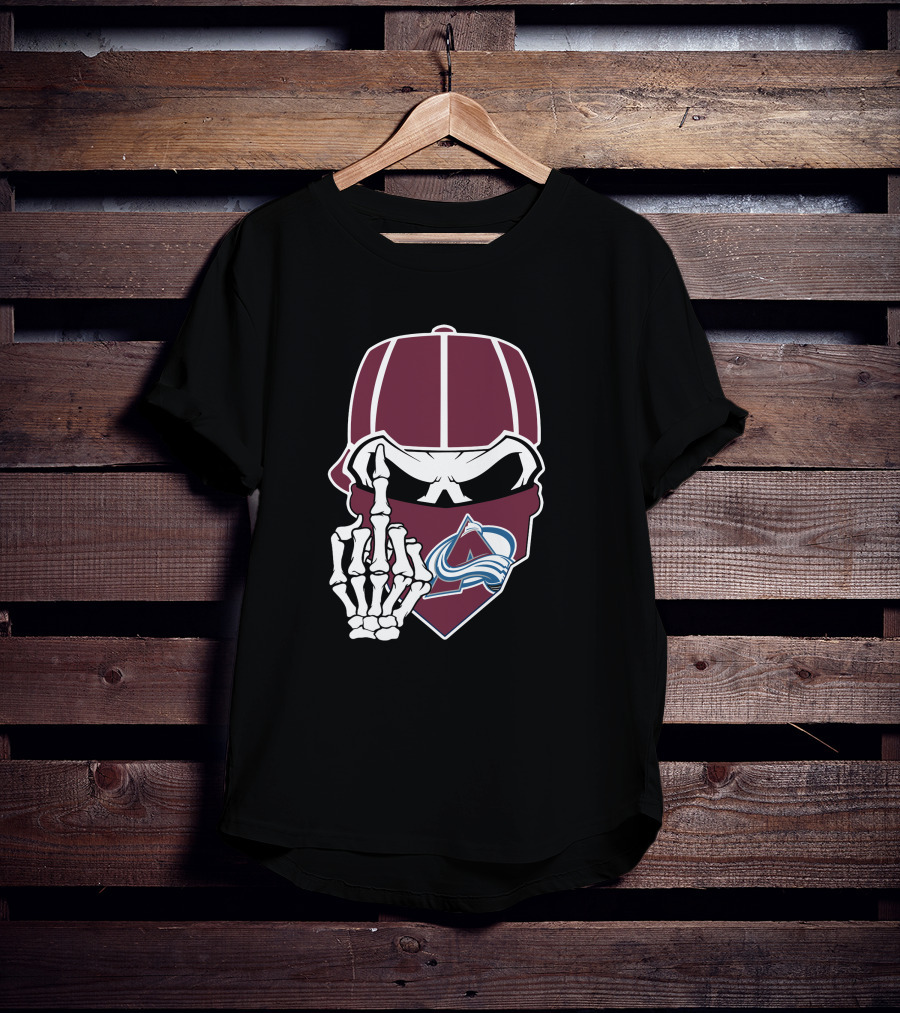 Colorado Avalanche Skeleton Middle Finger Bandana Cap T-Shirt