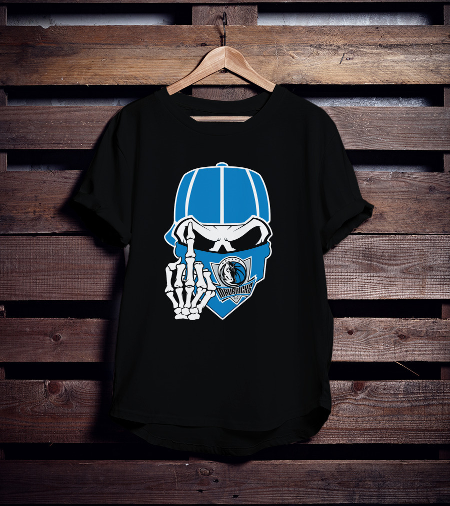 Dallas Mavericks Skull Bandana Skeleton Hand T-Shirt