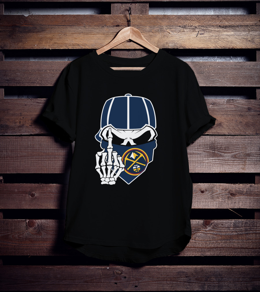 Denver Nuggets Skull Bandana Skeleton Hand T-Shirt