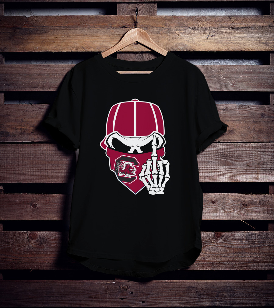 South Carolina Gamecocks Skull Bandana Skeleton Hand T-Shirt