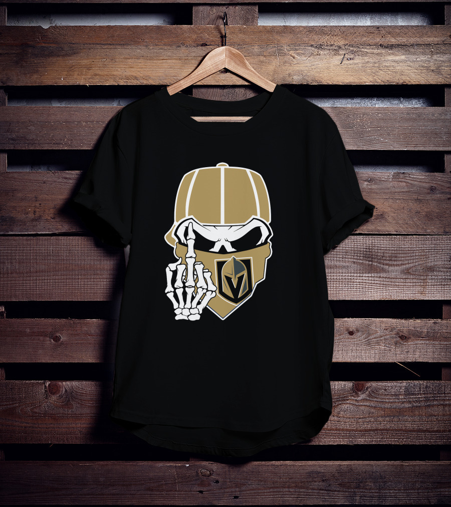 Vegas Golden Knights Skull Skeleton Middle Finger T-Shirt
