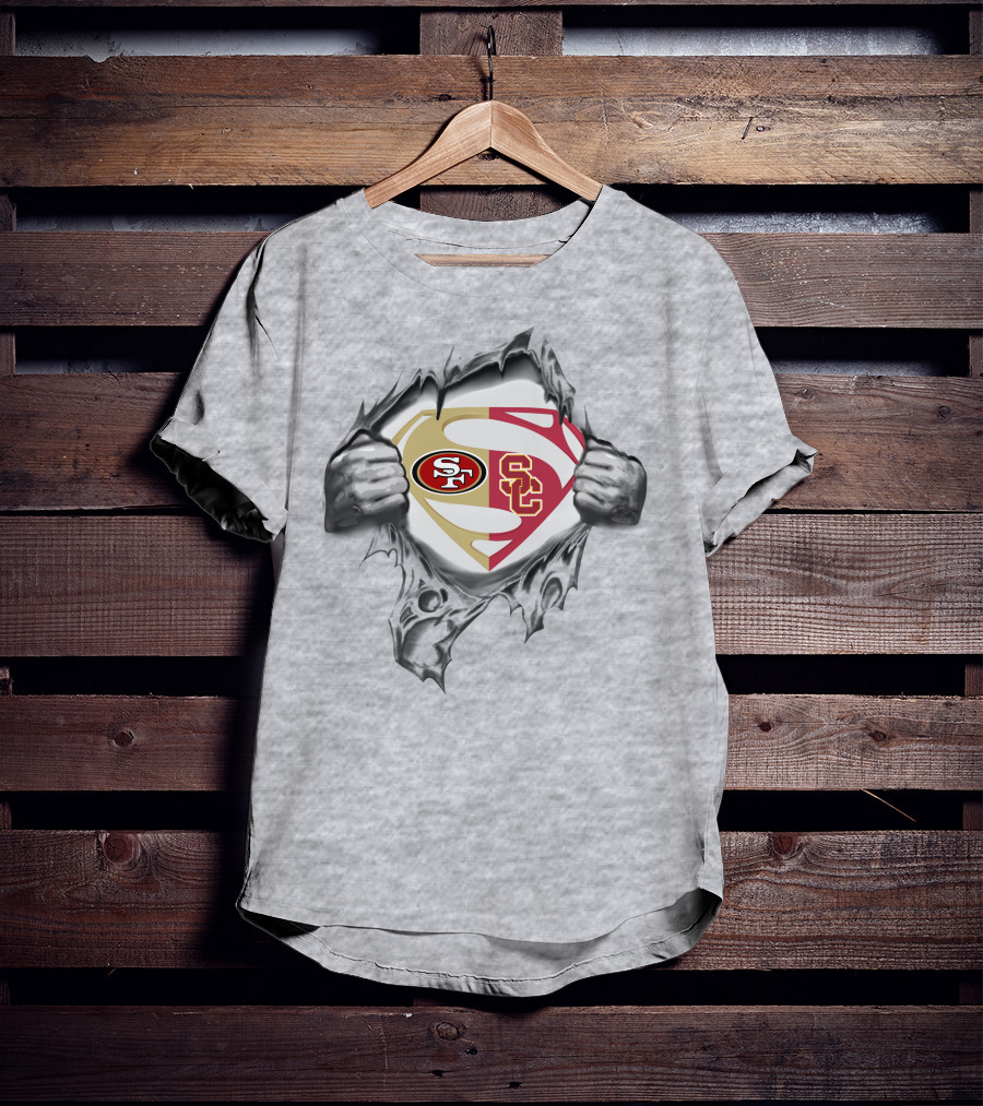 49ers Usc Trojans Superman Logo Combination T-Shirt