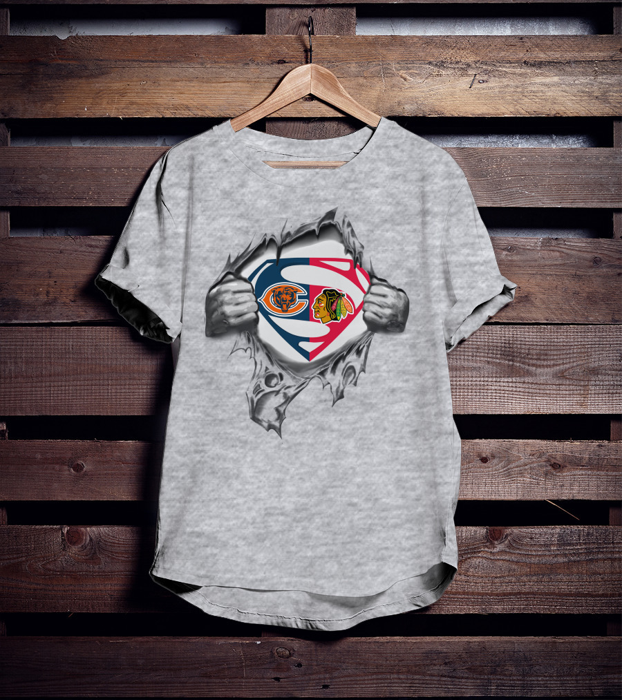 Chicago Bears Blackhawks Superman Crossover T-Shirt