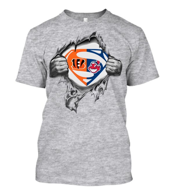 Bengals Cleveland Indians Superman Logo Combination T-Shirt