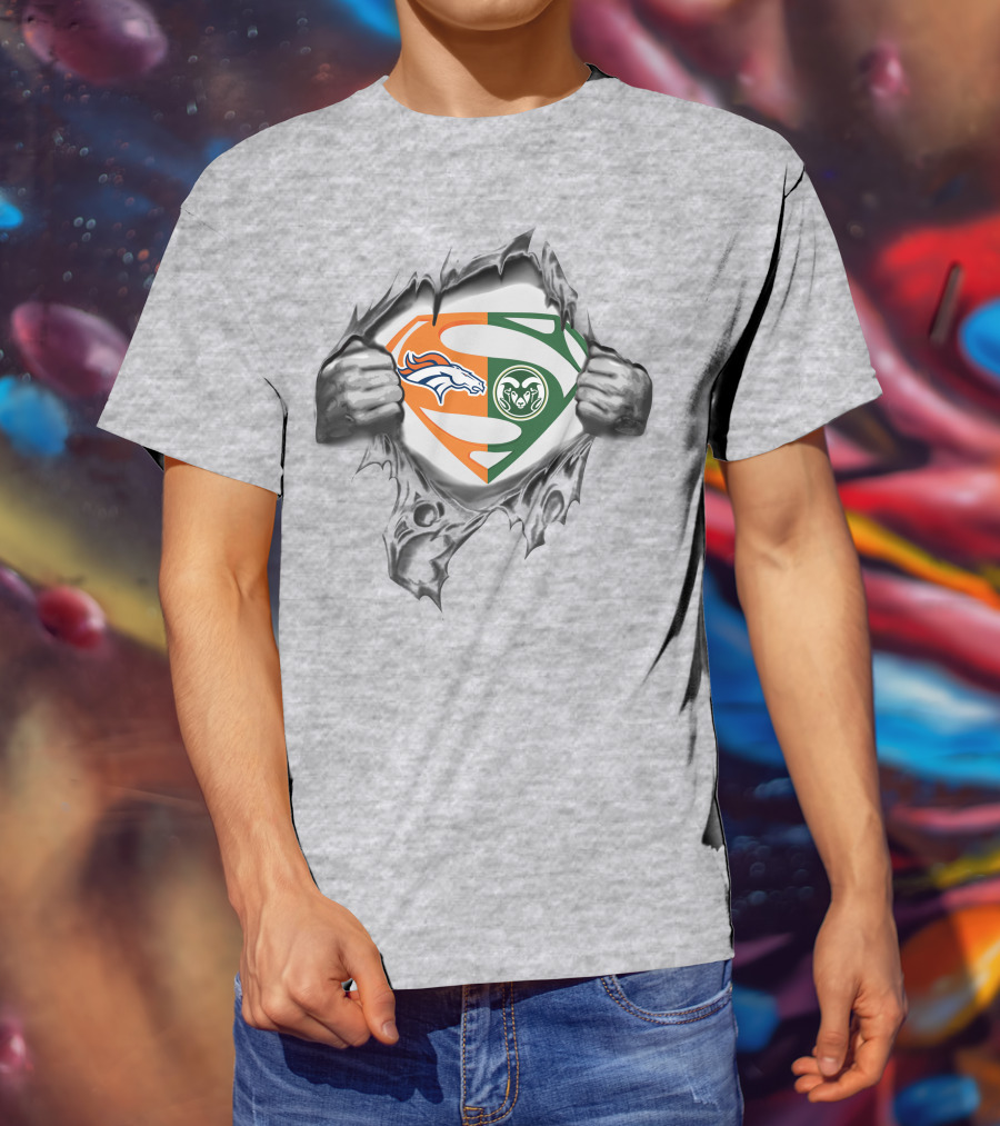 Broncos Colorado State Rams Superman Logo Crossover T-Shirt