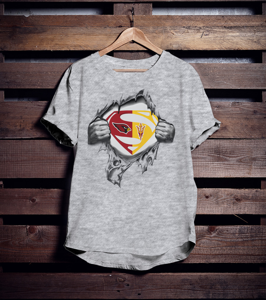 Arizona Cardinals Arizona State Sun Devils Superman Logo Fusion T-Shirt
