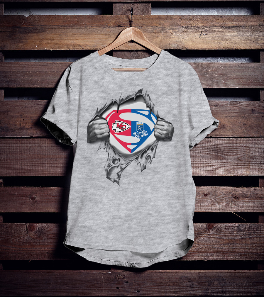 Kansas City Chiefs Royals Superman Logos Combination T-Shirt