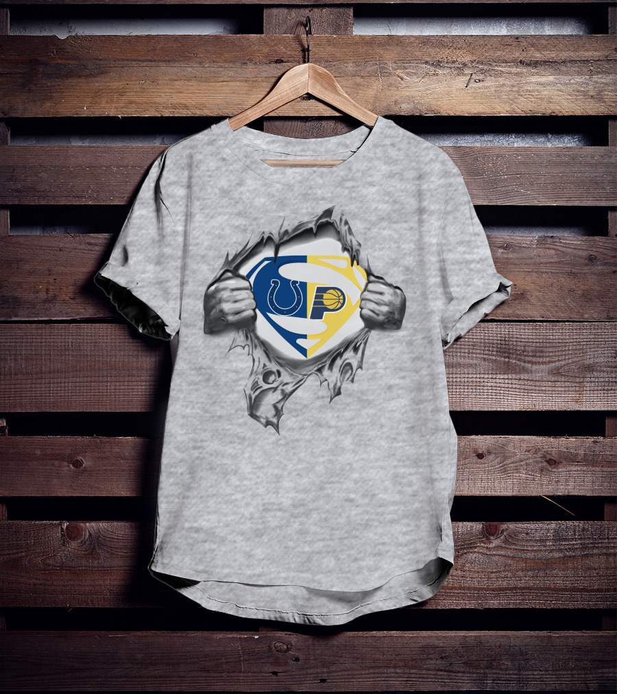 Indianapolis Colts Indiana Pacers Superman Logo Combination T-Shirt
