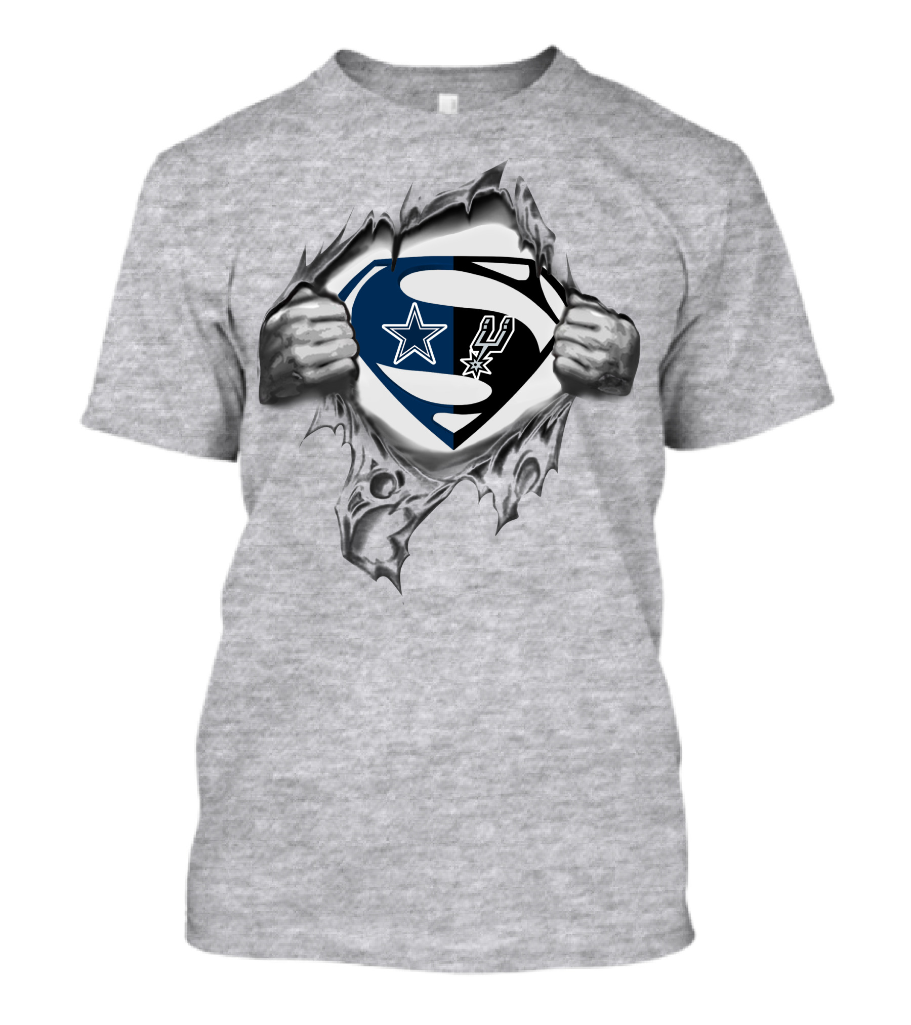 Dallas Cowboys San Antonio Spurs Superman Logo Tear T-Shirt