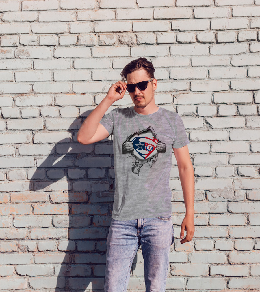 Cowboys Texas Rangers Superman Logo Fusion T-Shirt