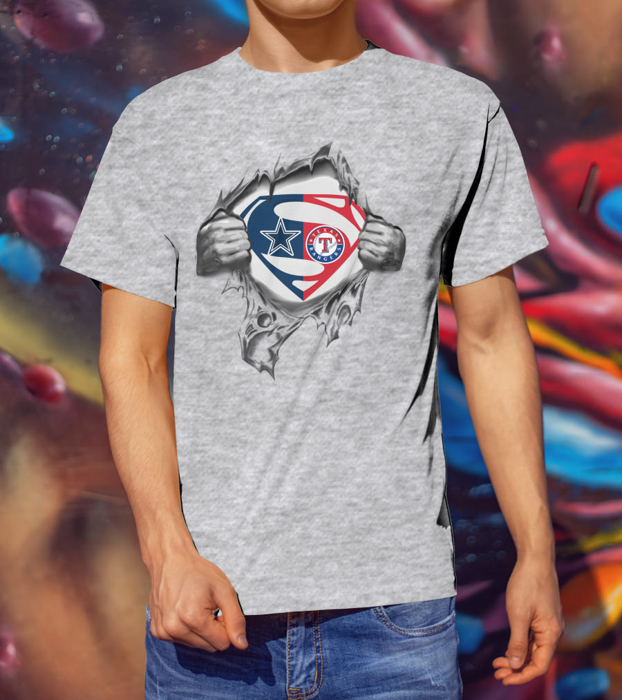 Cowboys Texas Rangers Superman Logo Fusion T-Shirt