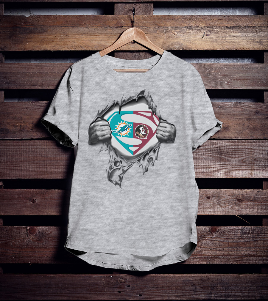 Miami Dolphins Florida State Seminoles Superman Logo Mashup T-Shirt