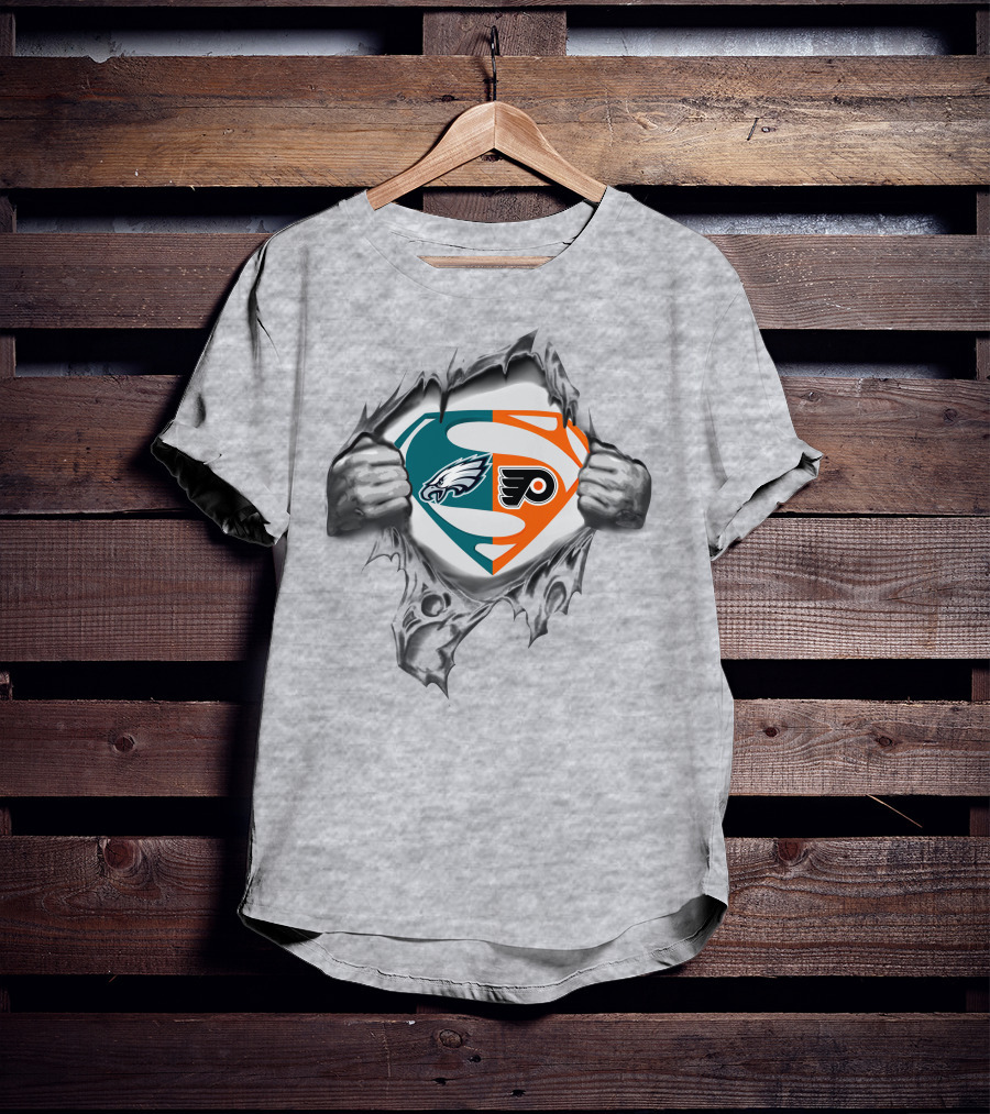 Eagles Philadelphia Flyers Superman Logo Fusion T-Shirt