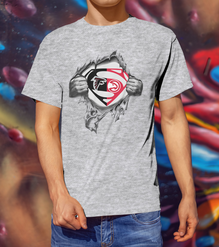 Atlanta Falcons Hawks Superman Logo Mashup T-Shirt