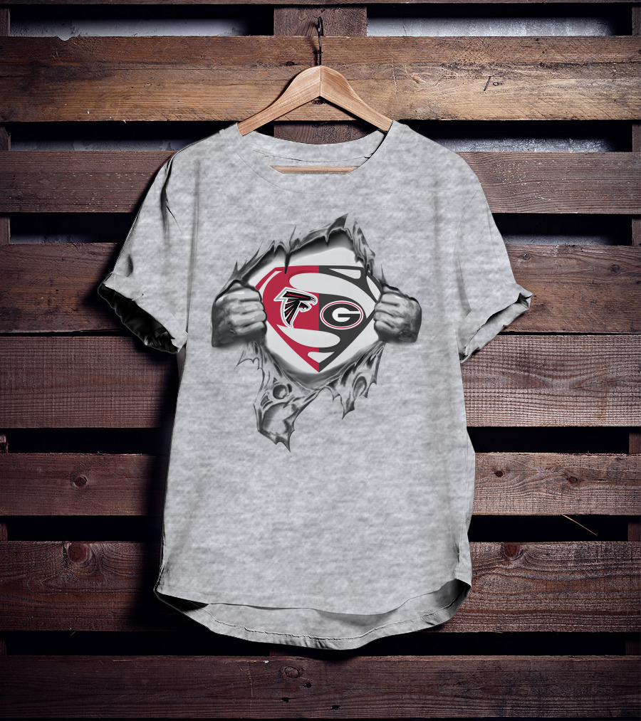 Falcons Georgia Bulldogs Superman Logo Fusion T-Shirt