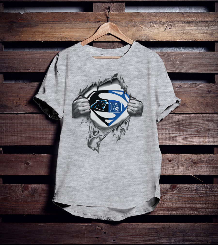 Carolina Panthers Duke Blue Devils Superman Logo Combo T-Shirt