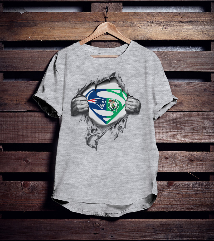 Patriots Boston Celtics Superman Logo Combo T-Shirt