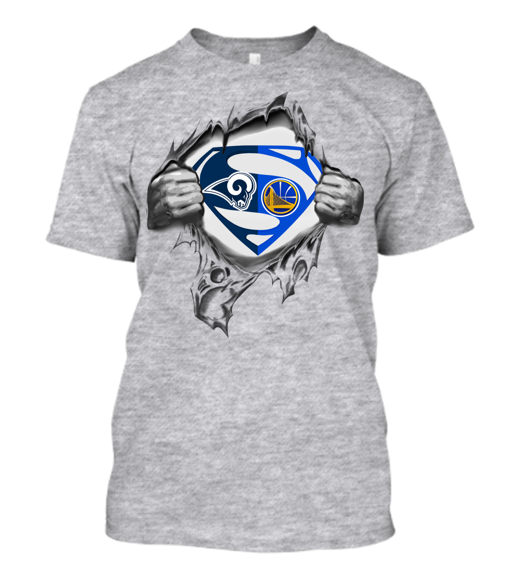 Rams Golden State Warriors Superman Logo Crossover T-Shirt