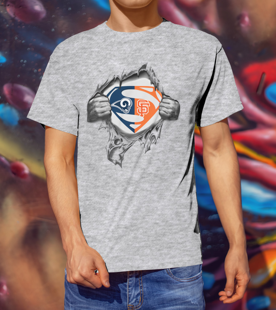 Rams San Francisco Giants Superman Logo Fusion T-Shirt