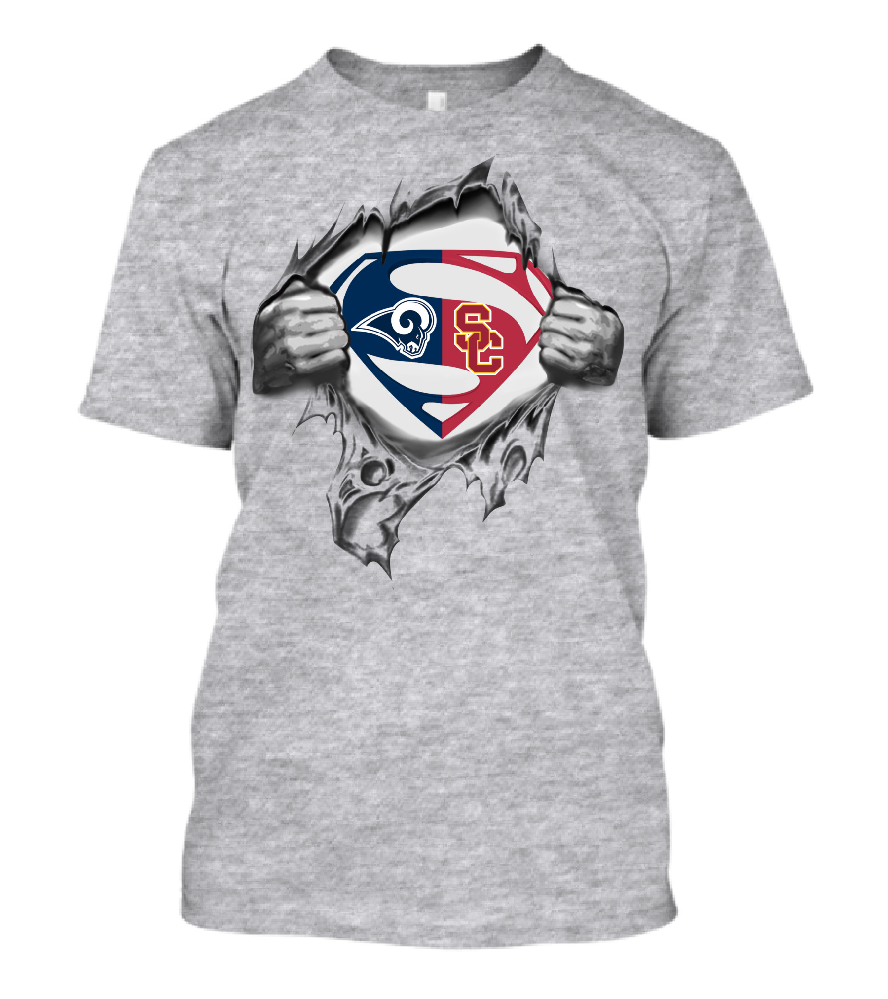 Rams Usc Trojans Superman Logo Mashup Fusion T-Shirt