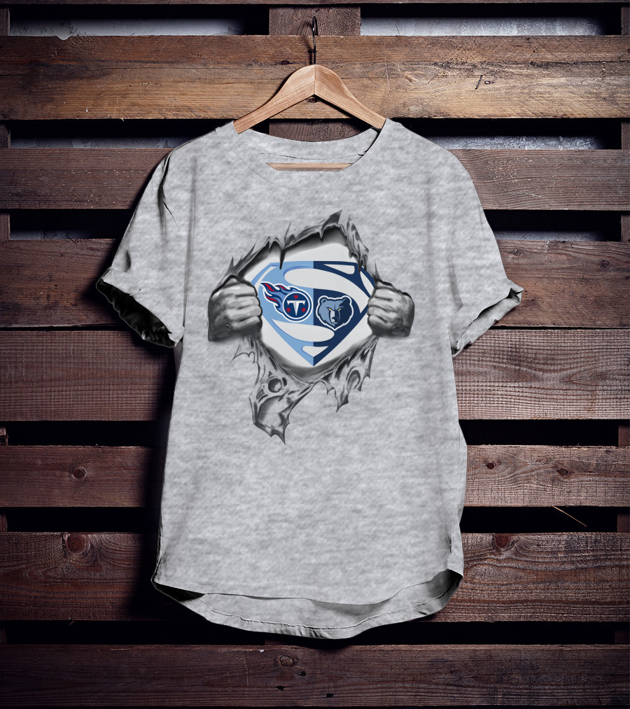 Titans Memphis Grizzlies Superman Logo Mashup T-Shirt