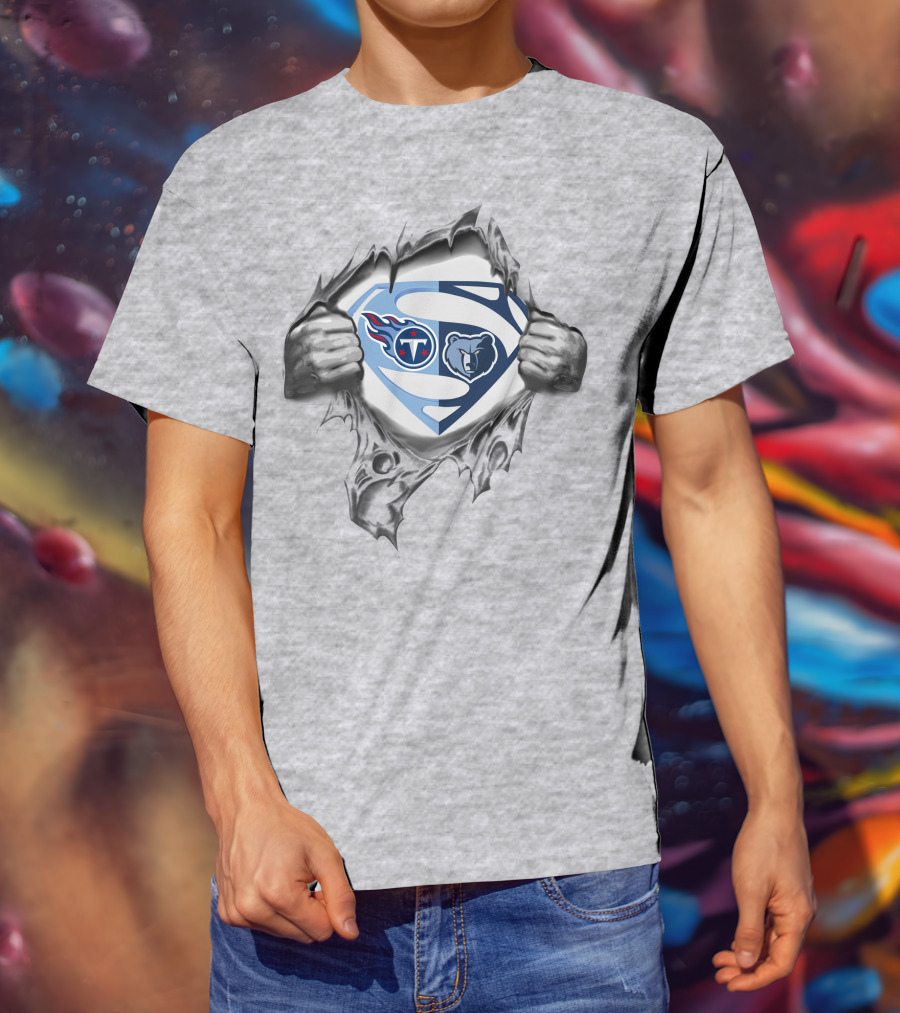 Titans Memphis Grizzlies Superman Logo Mashup T-Shirt