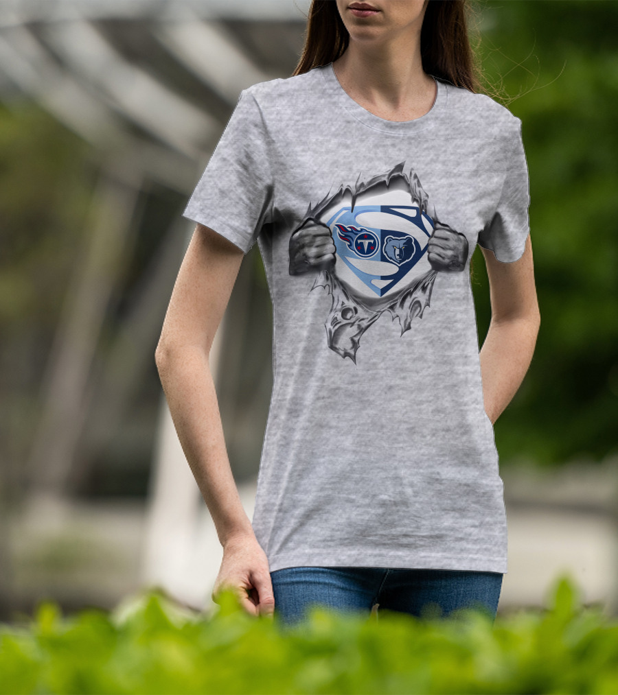 Titans Memphis Grizzlies Superman Logo Mashup T-Shirt