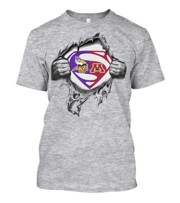 Minnesota Vikings Golden Gophers Superman Logo Shield T-Shirt