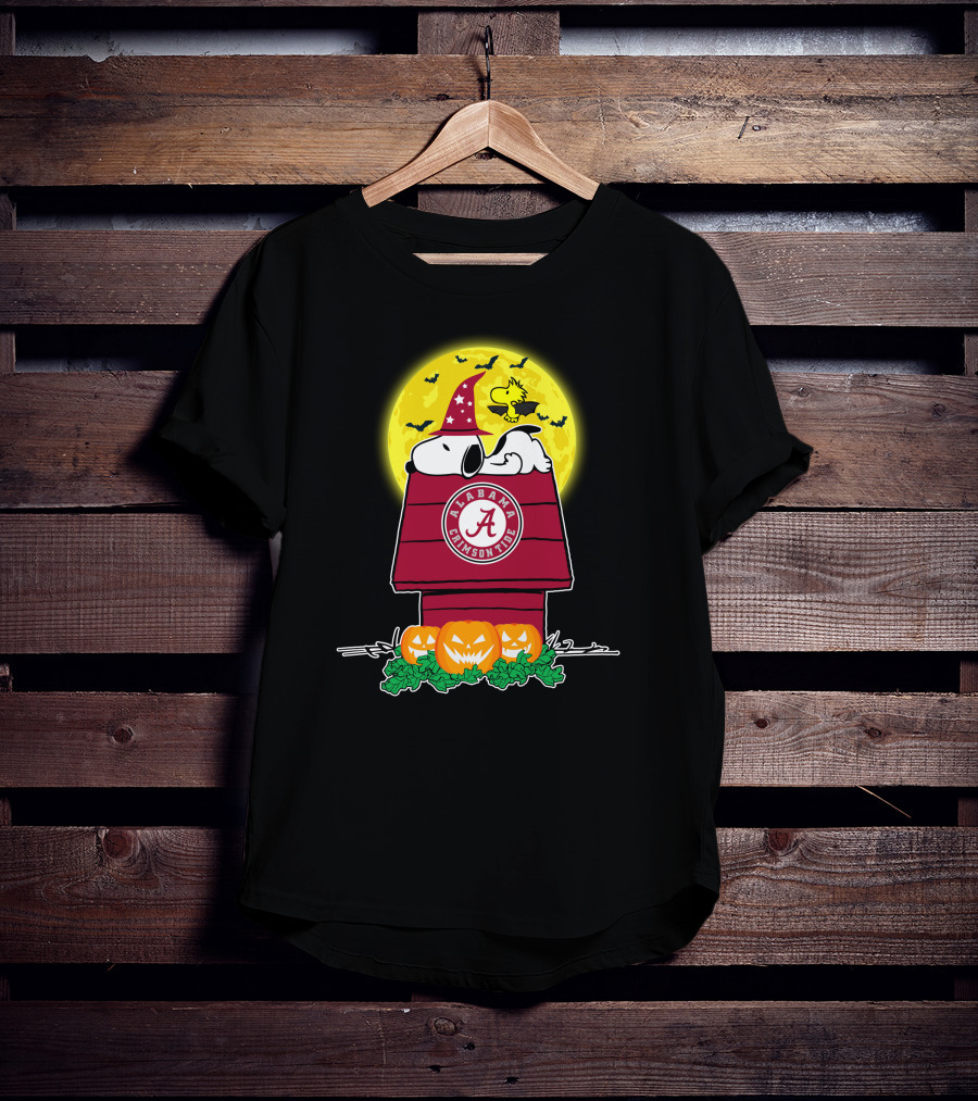 Snoopy Halloween Alabama Crimson Tide Peanuts Pumpkin Woodstock T-Shirt