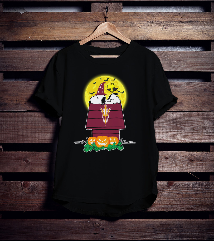 Arizona State Sun Devils Snoopy Halloween Full Moon Pumpkin Patch T-Shirt