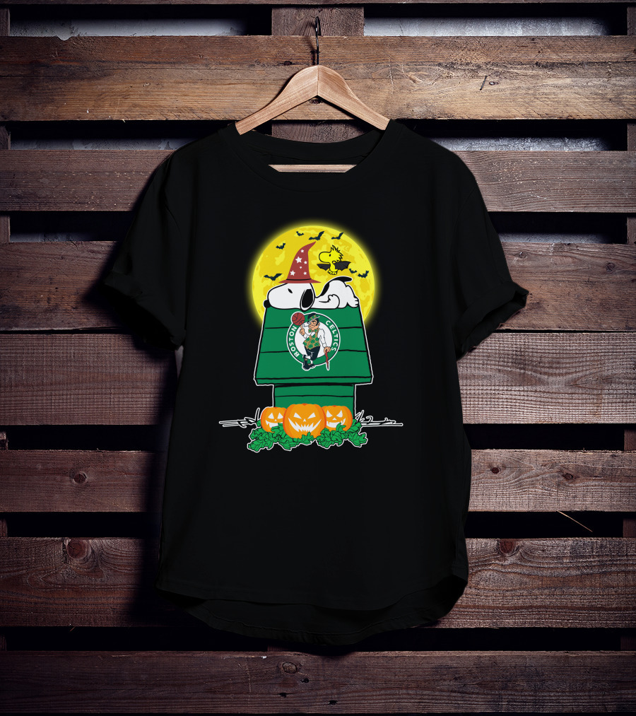 Snoopy Boston Celtics Halloween Moon Pumpkins T-Shirt