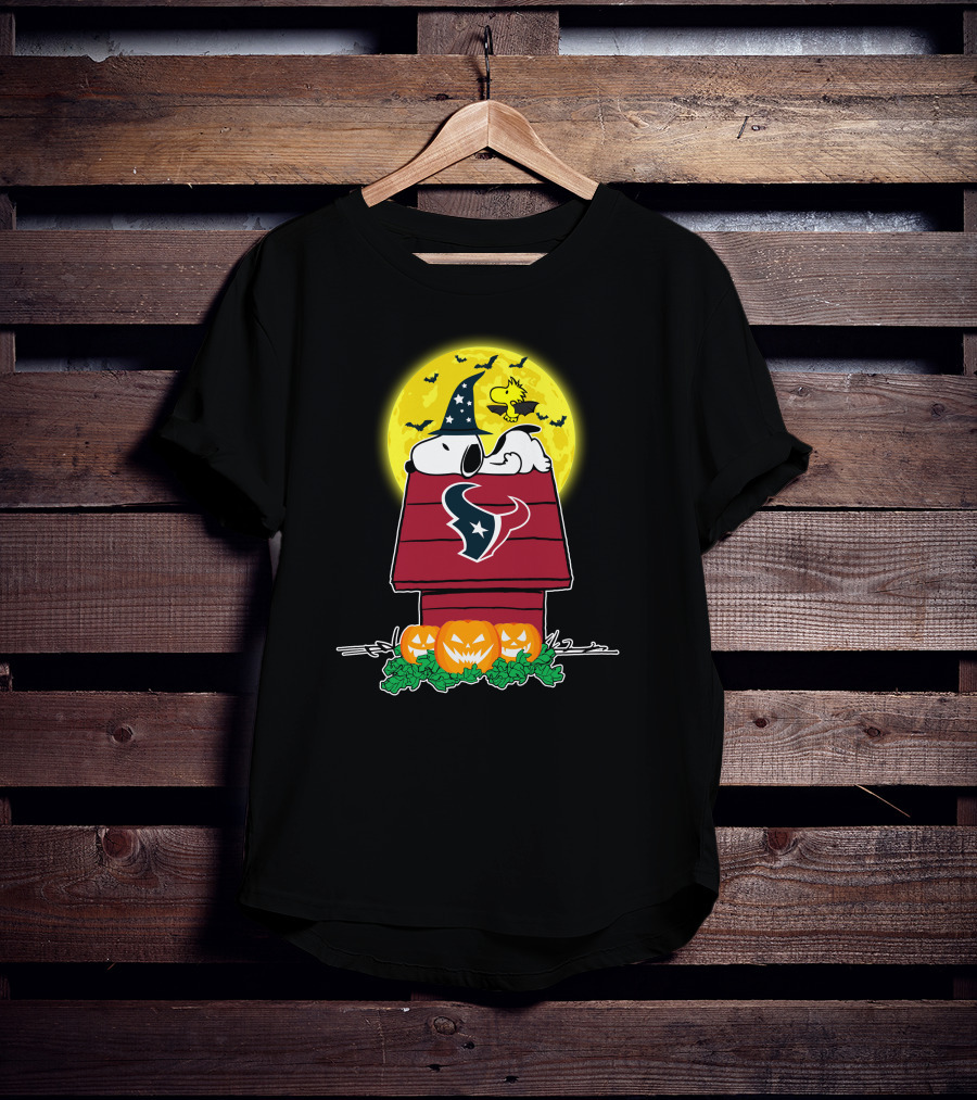 Houston Texans Snoopy Halloween Moon Pumpkin Patch T-Shirt