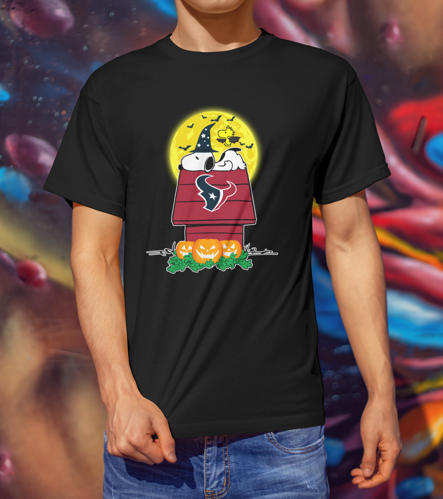 Houston Texans Snoopy Halloween Moon Pumpkin Patch T-Shirt