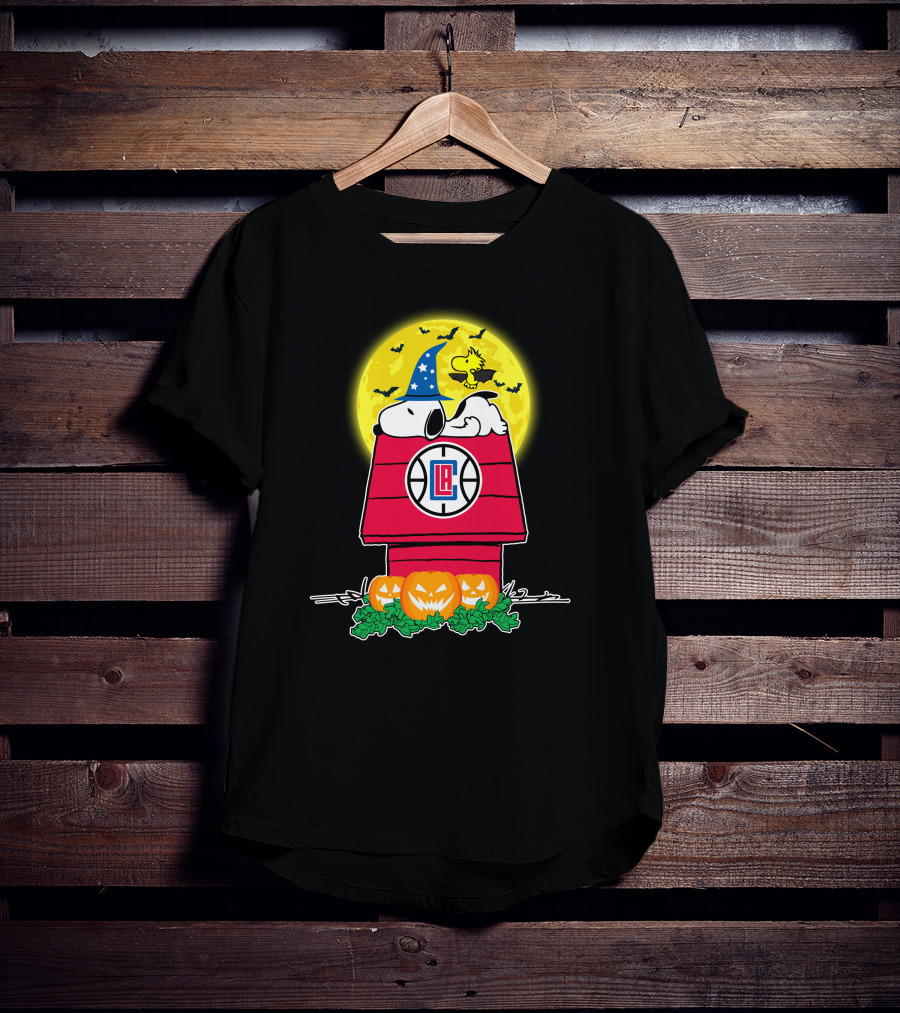 La Clippers Snoopy Halloween Peanuts Pumpkin Patch Moon Bats T-Shirt