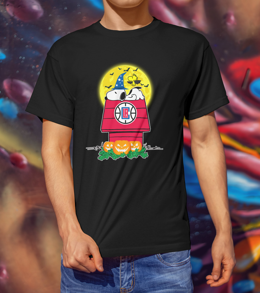 La Clippers Snoopy Halloween Peanuts Pumpkin Patch Moon Bats T-Shirt