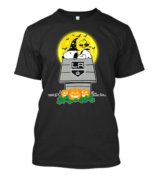 Los Angeles Kings Snoopy Halloween Doghouse Full Moon Pumpkins Woodstock T-Shirt
