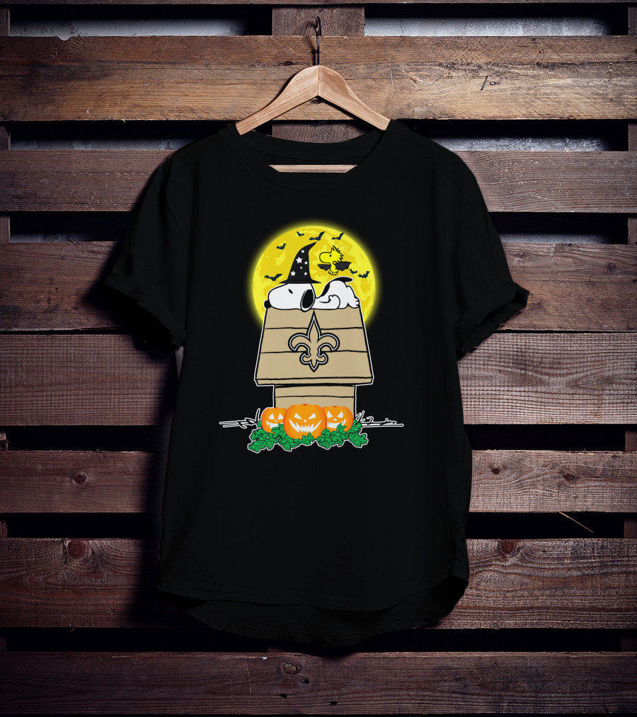 New Orleans Saints Snoopy Halloween Moon Pumpkin House T-Shirt