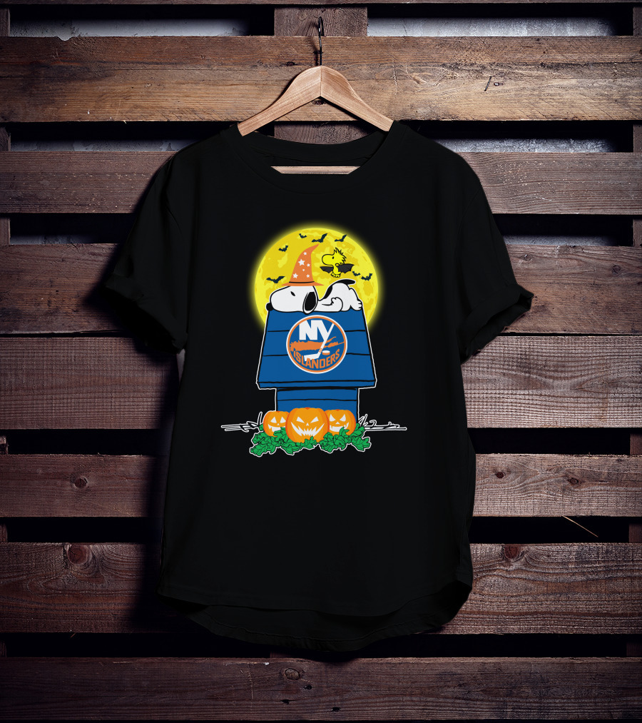 New York Islanders Snoopy Halloween Full Moon Pumpkins Wizards T-Shirt